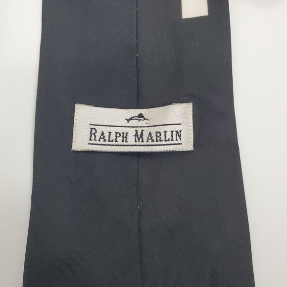 Ralph Marlin Vintage 1997 Ice Cream Black Photo Polyester‎ Summer USA Wide Tie - Picture 2 of 4
